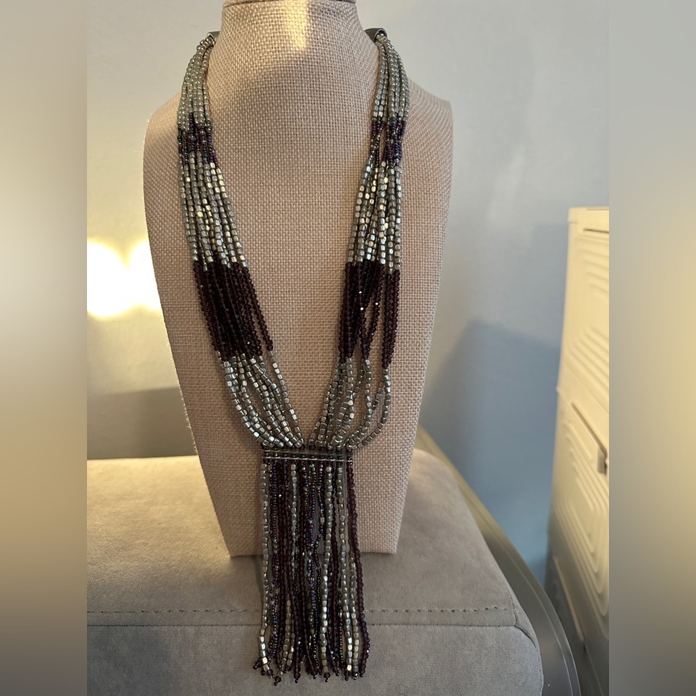 Purple Potay beaded tassel necklace by Himalayan Gems - Picture 3 of 13